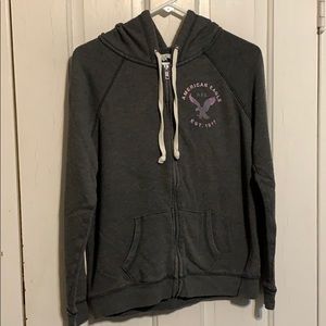 American eagle graphic zip up hoodie with pockets